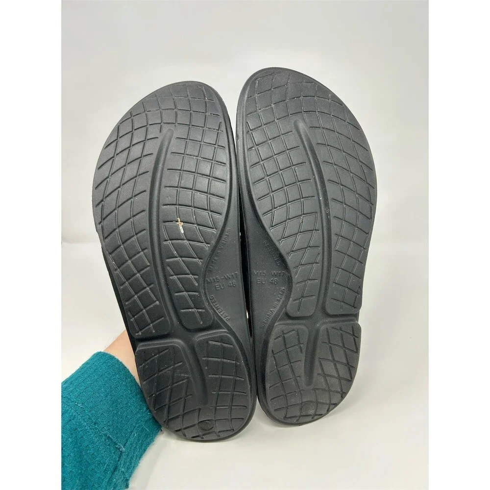 OOFOS OOahh Men's Sport Flex Recovery Slide Sandals Matte Black Size 15 EU 48